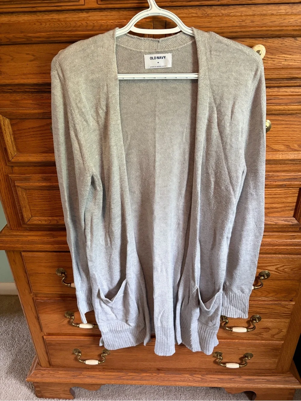 Old Navy Light Gray Open-Front Women's Cardigan with Pockets